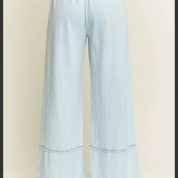 Sky Blue Wide Leg Women's Pants - Picture 3 of 4